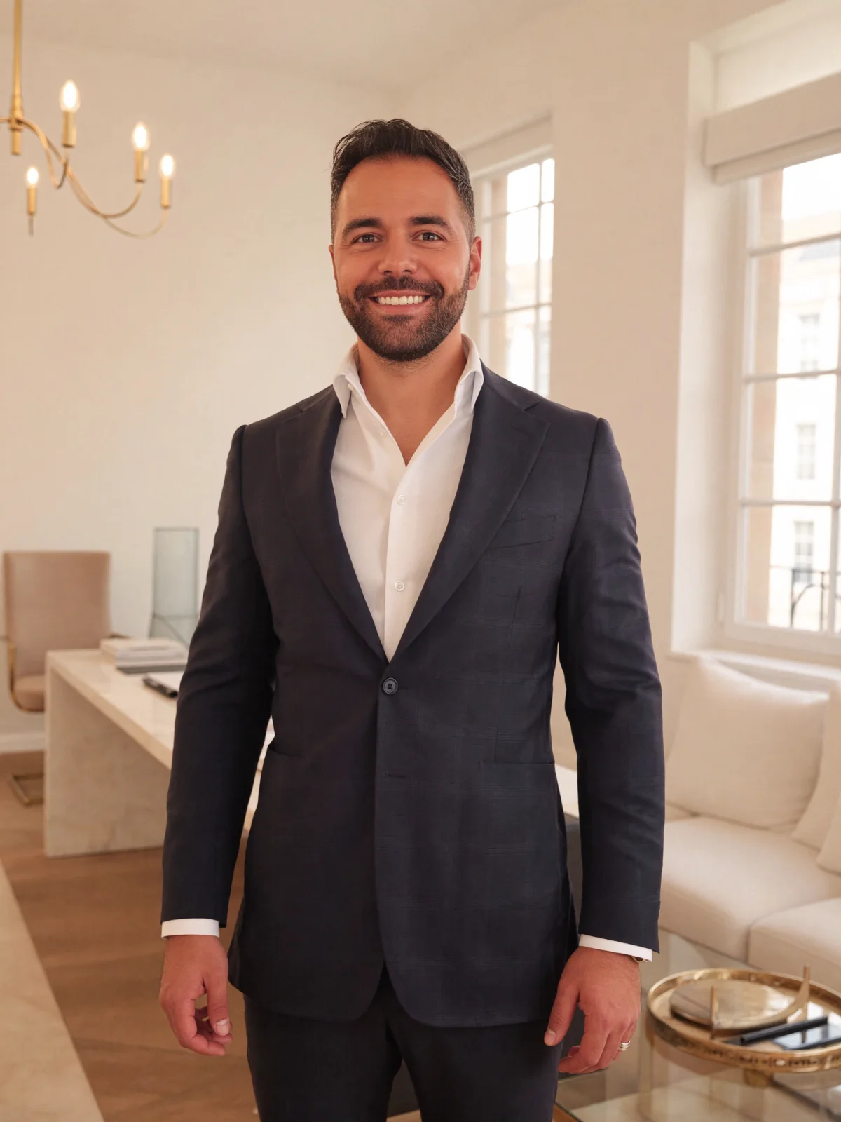 Deniz Erdal Özbey lächelt in einem hellen Büro